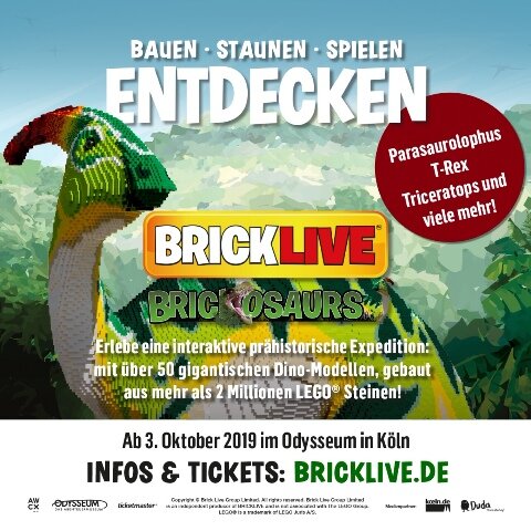 Germany: Odysseum Cologne Opens Special Exhibition “BRICKLIVE BRICKOSAURS“ Special Exhibition